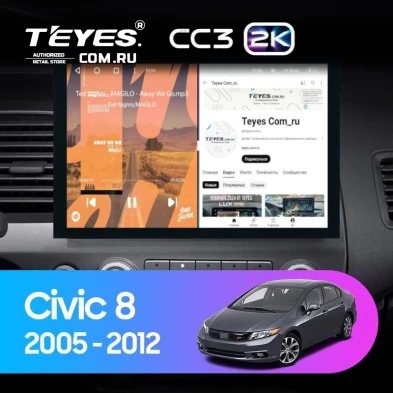 Штатная магнитола Teyes CC3 2K 4/32 Honda Civic 8 FK FN FD (2005-2012) (13")