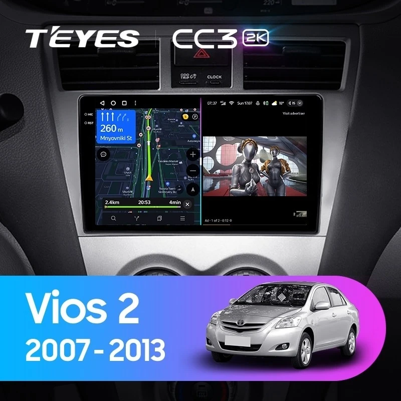 Штатная магнитола Teyes CC3 2K 4/64 Toyota Vios 2 (2007-2013)