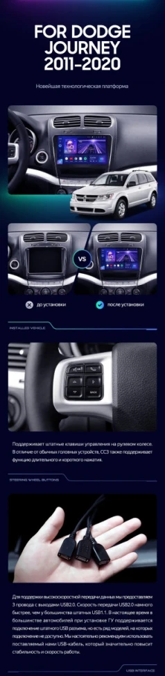 Штатная магнитола Teyes CC3 4/32 Dodge Journey JC (2011-2020)
