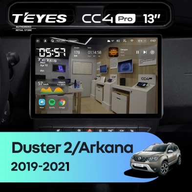 Штатная магнитола Teyes CC4 Pro 12/256 Renault Duster HM 2 (2020-2021) F2 (13")