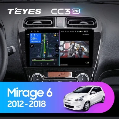 Штатная магнитола Teyes CC3 2K 4/32 Mitsubishi Mirage 6 (2012-2018)