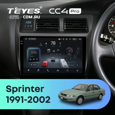 Штатная магнитола Teyes CC4 Pro 8/128 Toyota Sprinter 7 E100 (1991-2002) Правый руль F1