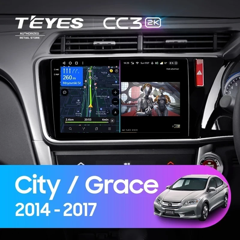 Штатная магнитола Teyes CC3 2K 6/128 Honda Grace (2014-2017) Тип-A Правый руль