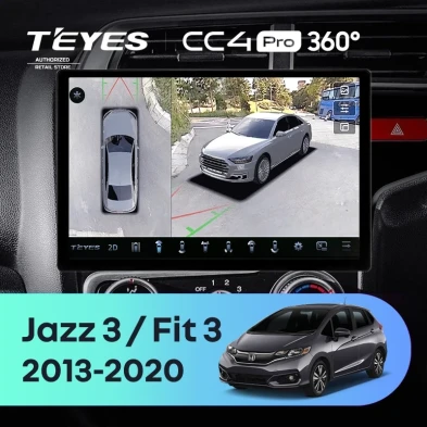 Штатная магнитола Teyes CC4 Pro 360 8/128 Honda Fit 3 GP GK (2013-2020) Тип-A Правый руль (13")