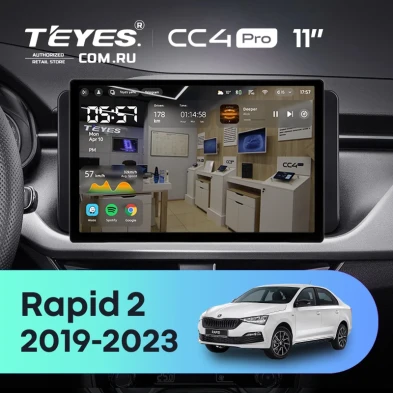 Штатная магнитола Teyes CC4 Pro 8/128 Skoda Rapid 2 (2019-2023) (11")
