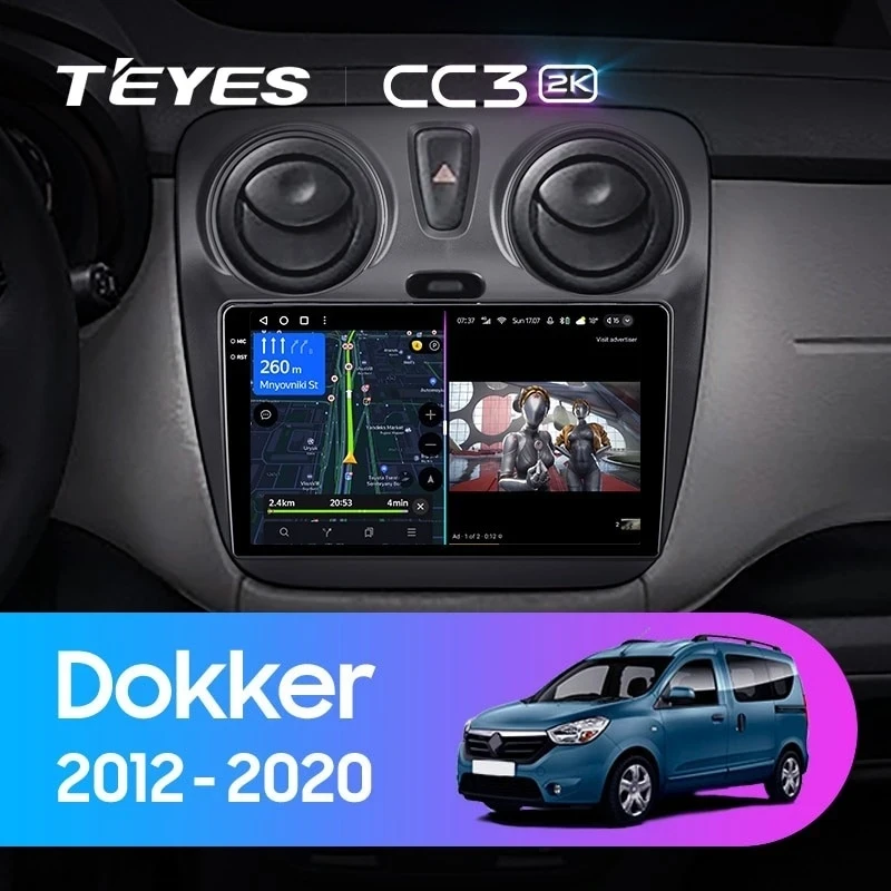 Штатная магнитола Teyes CC3 2K 360 6/128 Renault Dokker (2012-2020)