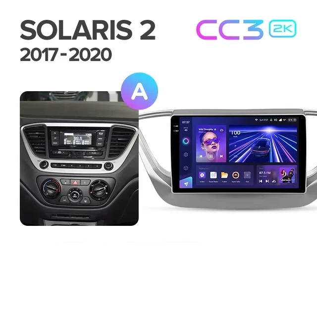 Штатная магнитола Teyes CC3 2K 4/64 Hyundai Solaris 2 (2017-2020) F1 Тип-A