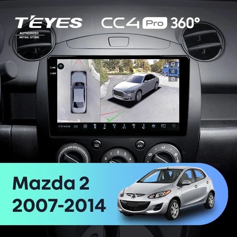 Штатная магнитола Teyes CC4 Pro 360 12/256 Mazda 2 DE (2007-2014)
