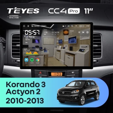 Штатная магнитола Teyes CC4 Pro 8/128 SsangYong Korando 3 Actyon 2 (2010-2013) (11")