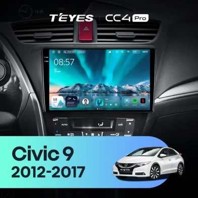 Штатная магнитола Teyes CC4 Pro 12/256 Honda Civic 9 FK FB (2012-2017)