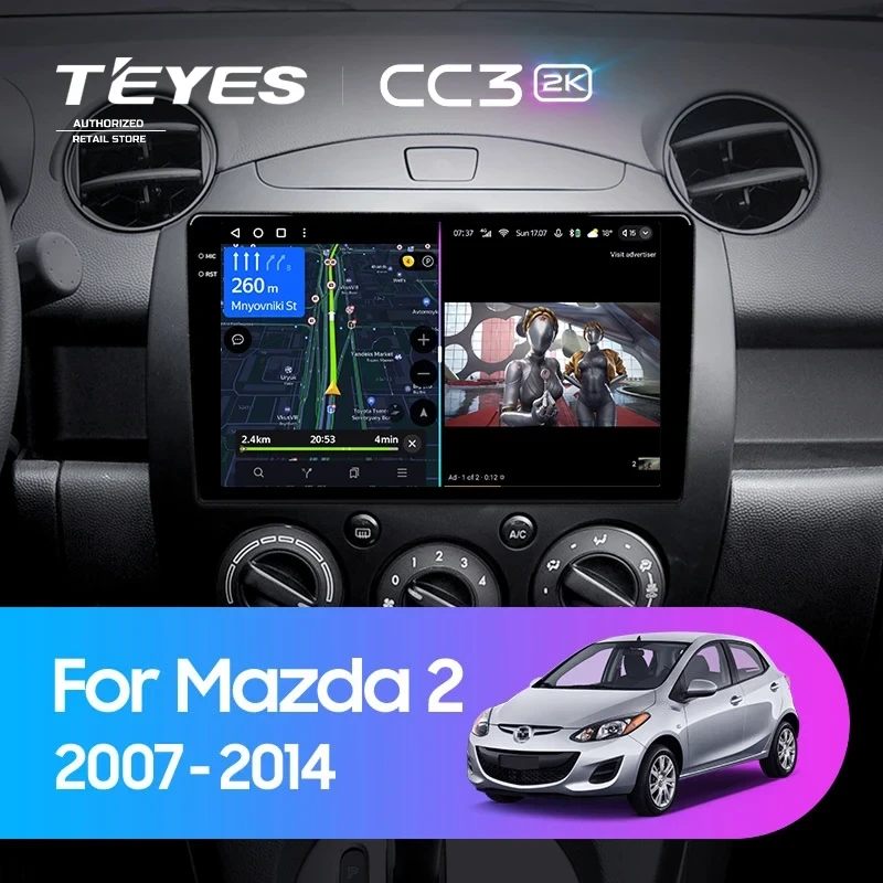 Штатная магнитола Teyes CC3 2K 4/64 Mazda 2 DE (2007-2014)