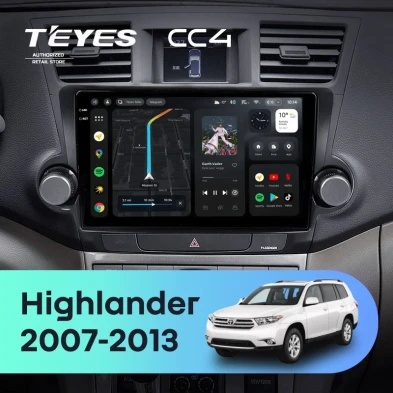 Штатная магнитола Teyes CC4 8/128 Toyota Highlander 2 XU40 (2007-2013) F1 10"