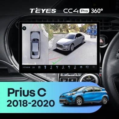 Штатная магнитола Teyes CC4 Pro 360 8/128 Toyota Prius C (2018-2020) Правый руль (13")