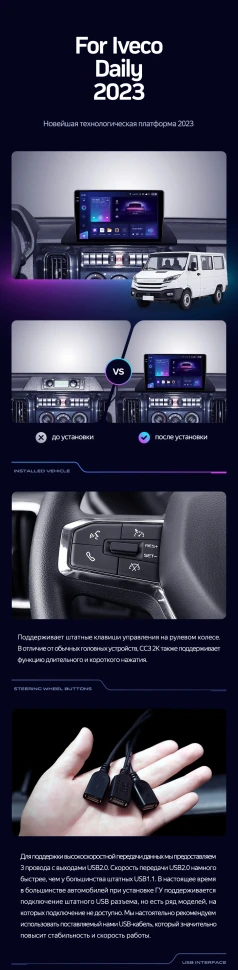 Штатная магнитола Teyes CC3L 4/32 Iveco Daily (2023-2024)