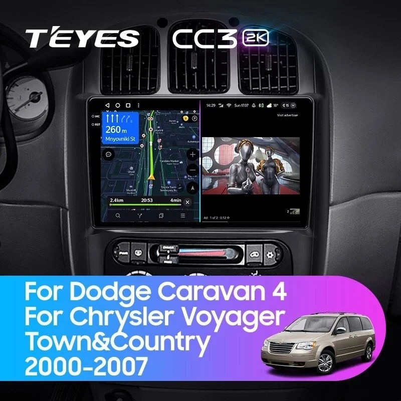 Штатная магнитола Teyes CC3 2K 6/128 Dodge Caravan 4 (2000-2007) Тип-B